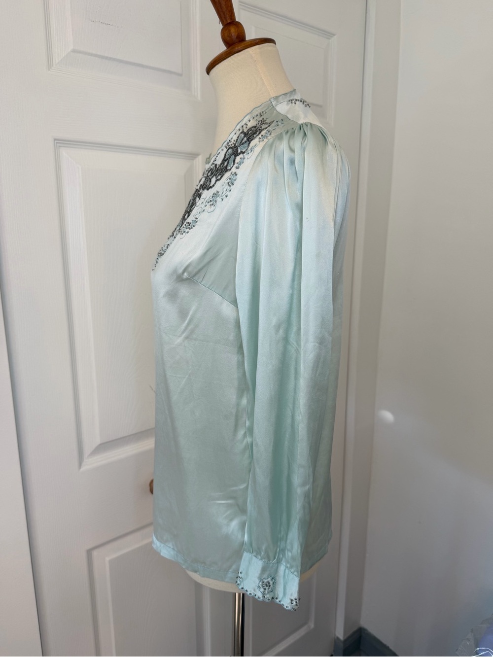 Vintage Romantic Hand Embroidered Silk Blouse - Picture 8 of 14